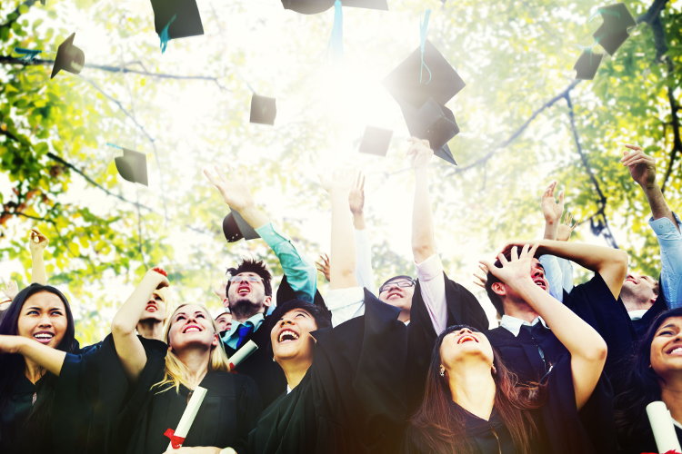 College students celebrating graduation