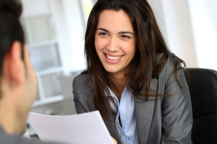 Job seeker smiling during interview