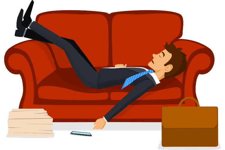 Rejected job seeker lying on couch